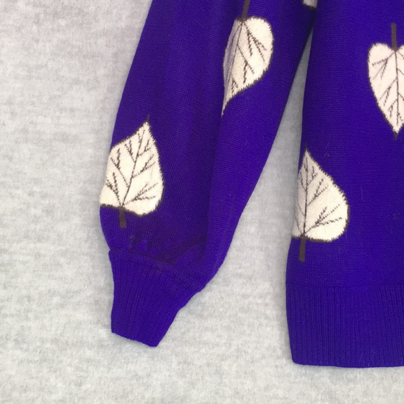 ST. JOHN Separates Falling Leaves Design  Rib Knit Mock Neck Sweater - Picture 7 of 16